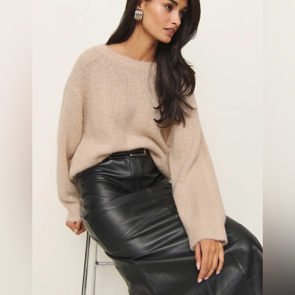 Reformation Cici Oversized Crew Sweater Natural - Size S - Picture 6 of 15
